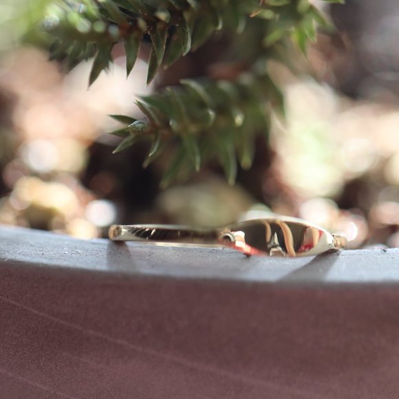 10K Solid Yellow Gold Slim Signet Ring - "Etched in Bone" by Brightlyand… - Picture 7 of 9